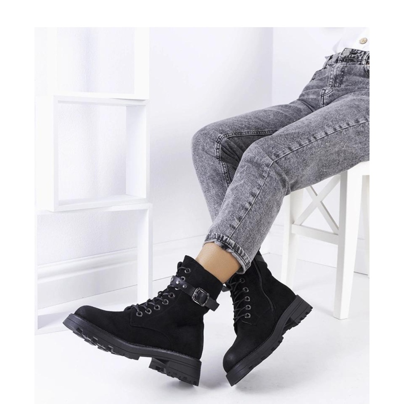 Stivaletti stringati da donna neri nero 1