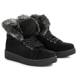 Stivali Creepers Con Pelliccia nero 1