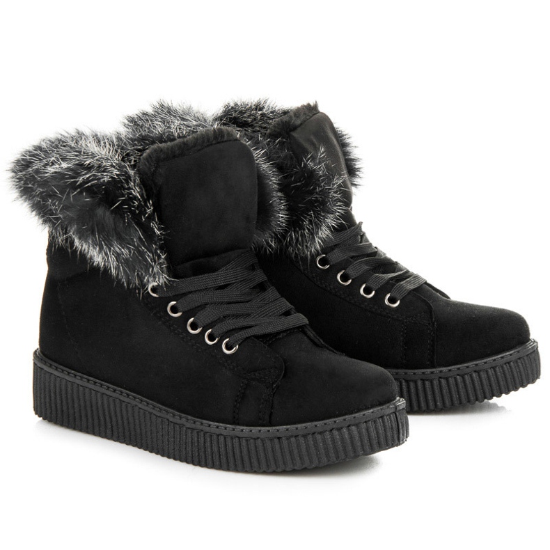 Stivali Creepers Con Pelliccia nero 1
