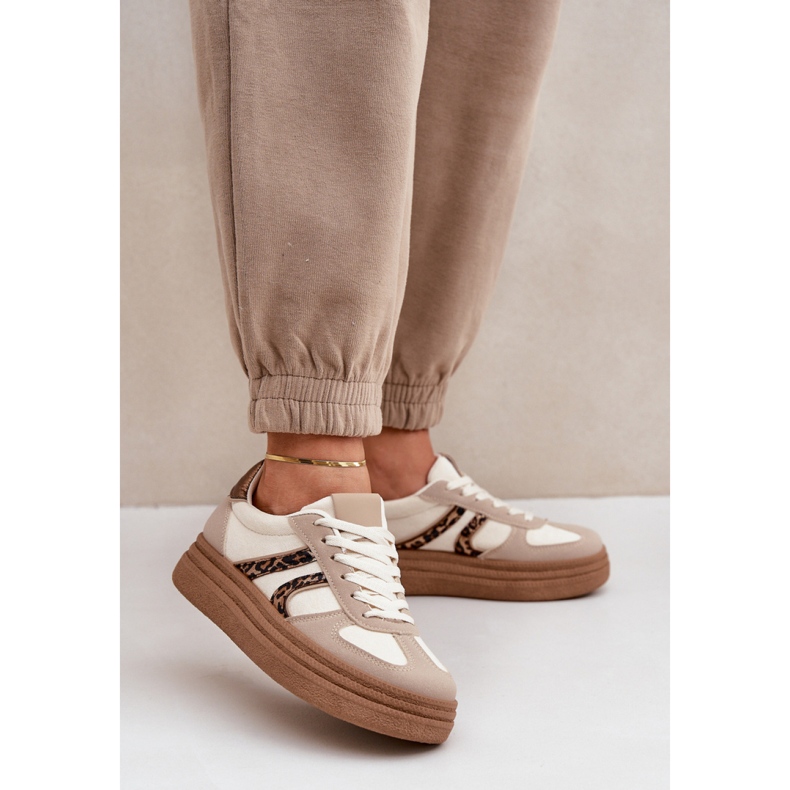 Scarpe Sportive con Plateau Modello 8912 Beige 1