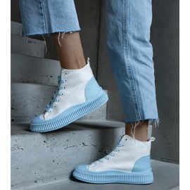 Sneakers con plateau bianche e blu bianca 2