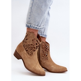 Zazoo 3404 Stivaletto in camoscio traforato beige 1