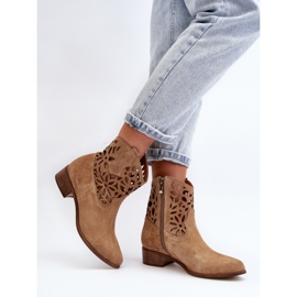 Zazoo 3404 Stivaletto in camoscio traforato beige 2