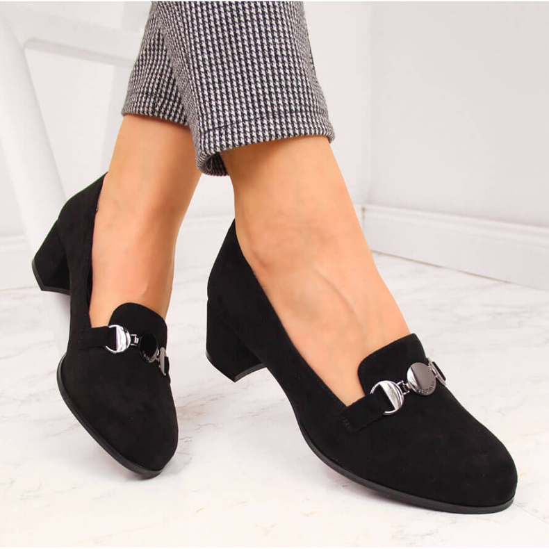Scarpe nere da donna con blocco di Sergio Leone nero 1