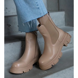 Stivaletti beige isolanti con cerniera, ecopelle 1
