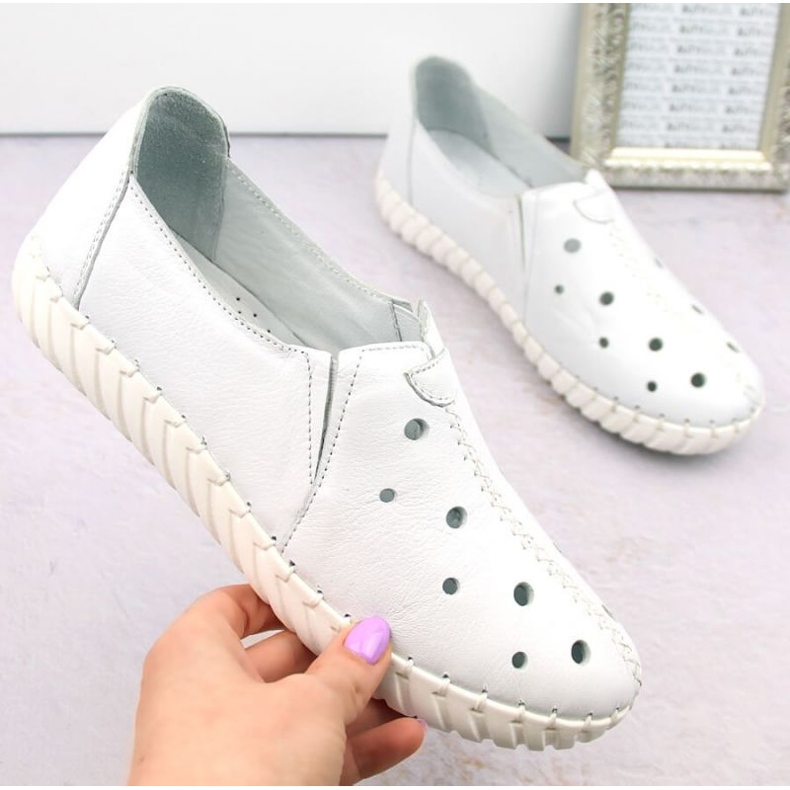 Scarpe Artiker W HBH66A in pelle bianca traforata bianco 2