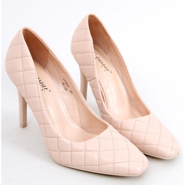Scarpe con tacco trapuntate da donna beige 1