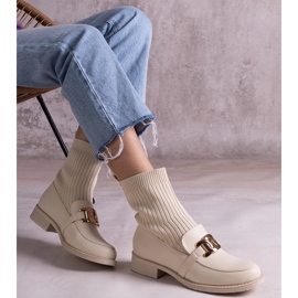Stivaletti beige con tomaia in tessuto 2