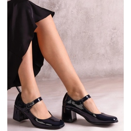 Pompe verniciate blu navy con una striscia sul palo 1