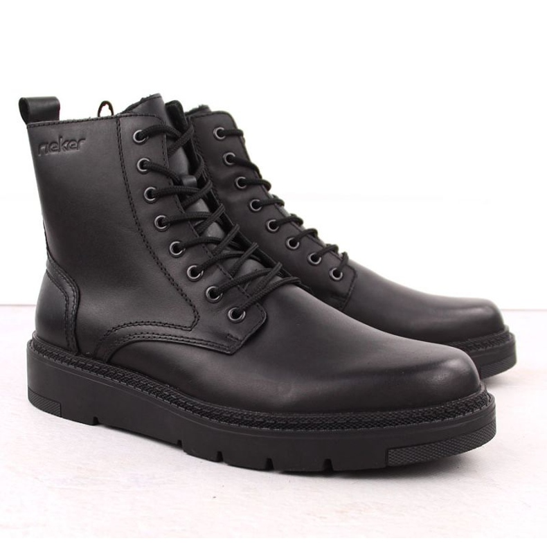 Scarpe in pelle maschile Rieker 30101-00 RKR751 Nero 1