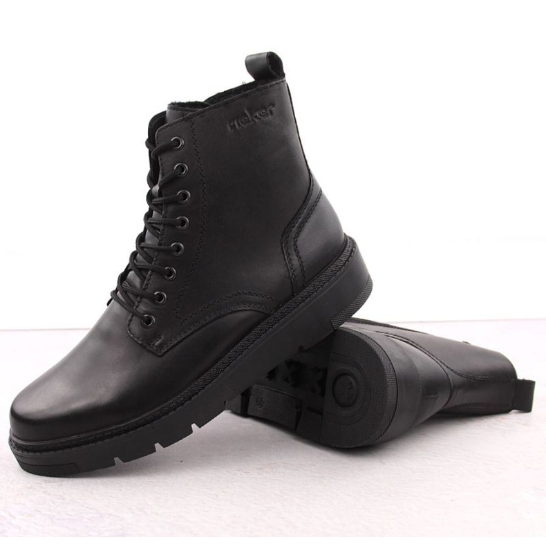 Scarpe in pelle maschile Rieker 30101-00 RKR751 Nero 2