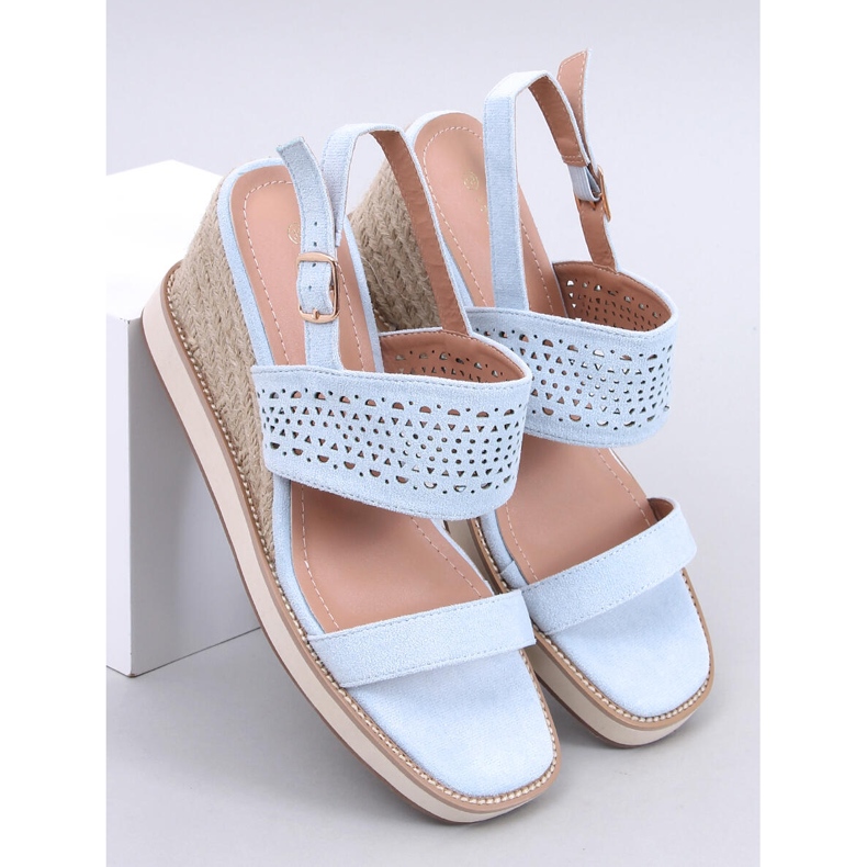 Openwork Espadrilles su zeppe blu 1
