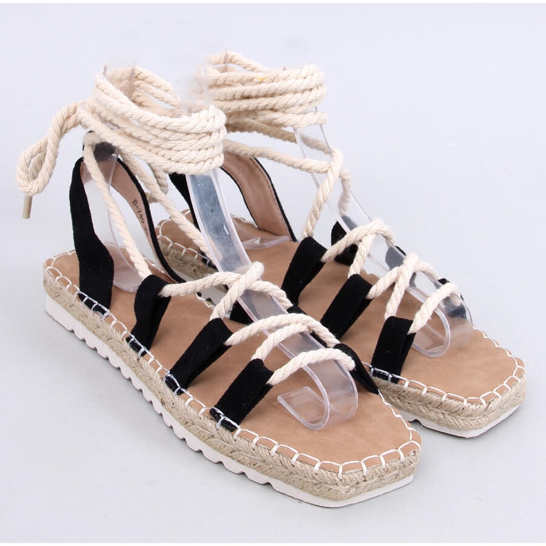 Sandali femminili espadrilles legato nero 1