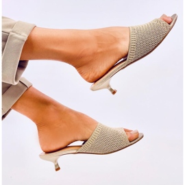 Flip openwork femminile infradito in oro beige 1