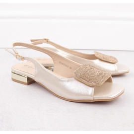 Sandali eleganti da donna con decorazione in zirconi dorati Potocki WS43314 d'oro 1