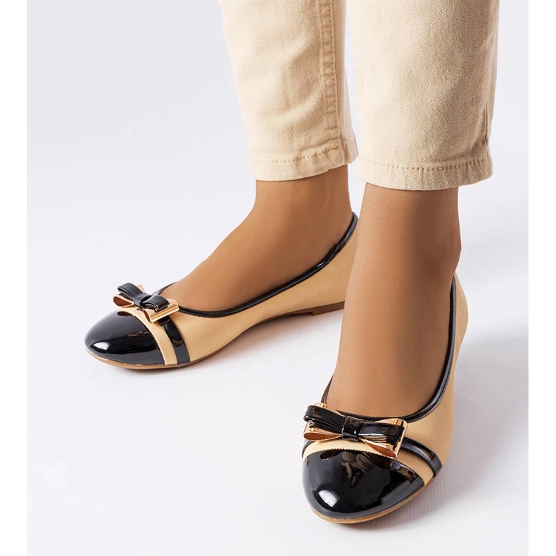 Ballerine nere e beige con fiocco di Dufour 1