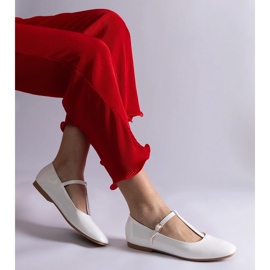 Ballerine in vernice bianca con cintura bianco 1