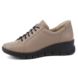 Olivier Scarpe da donna in pelle con zeppa, suola spessa, 1236 cappuccino beige 1