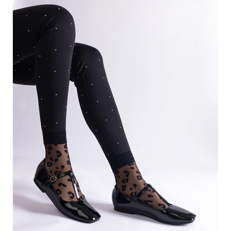 Ballerine in vernice nera con cintura nero 1