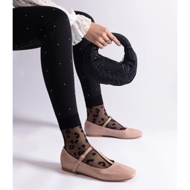 Ballerine in vernice beige con cintura 1