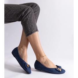 Ballerine blu navy decorate con fiocco e spilla 1