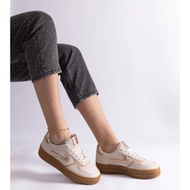 Sneakers beige con suola in gomma 1