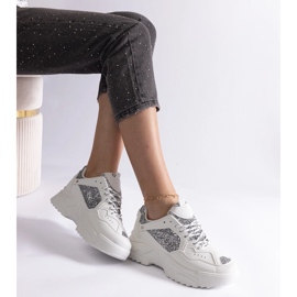 Sneakers da donna bianche con inserti glitter bianco 2