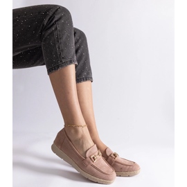 Mocassine femminili rosa con Eco Suede con una catena 2