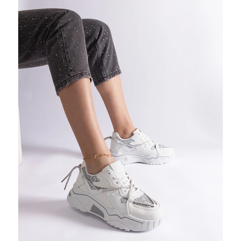 Sneakers da donna bianche con glitter bianca 1