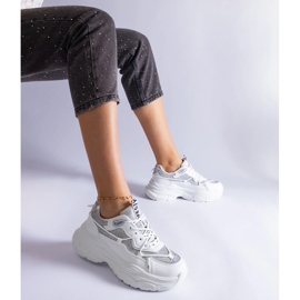 Sneakers bianche con inserti glitter bianca 1