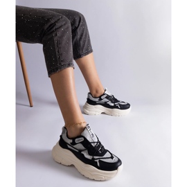 Sneakers nere con inserti glitter nero 1