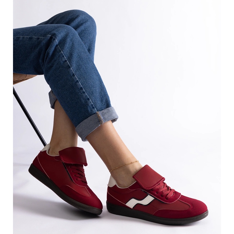 Sneakers basse stringate rosse rosso 1