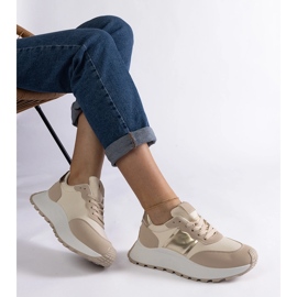 Sneaker beige con plateau 2