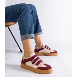 Sneakers bordeaux con chiusura in velcro rosso 1