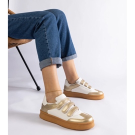 Sneakers dorate con chiusura in velcro d'oro 1