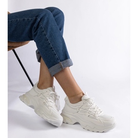 Sneaker sportive bianche con suola massiccia bianco 2
