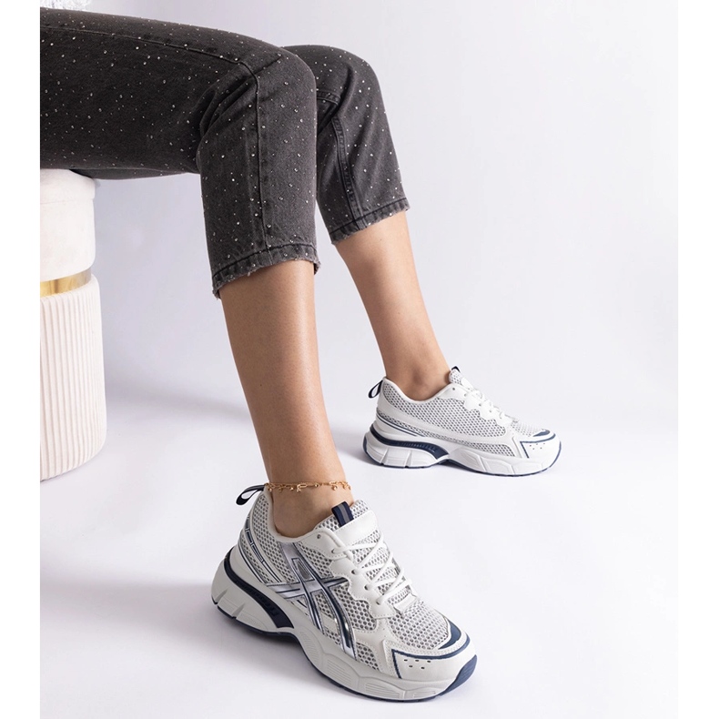 Sneakers sportive da donna blu bianca 1