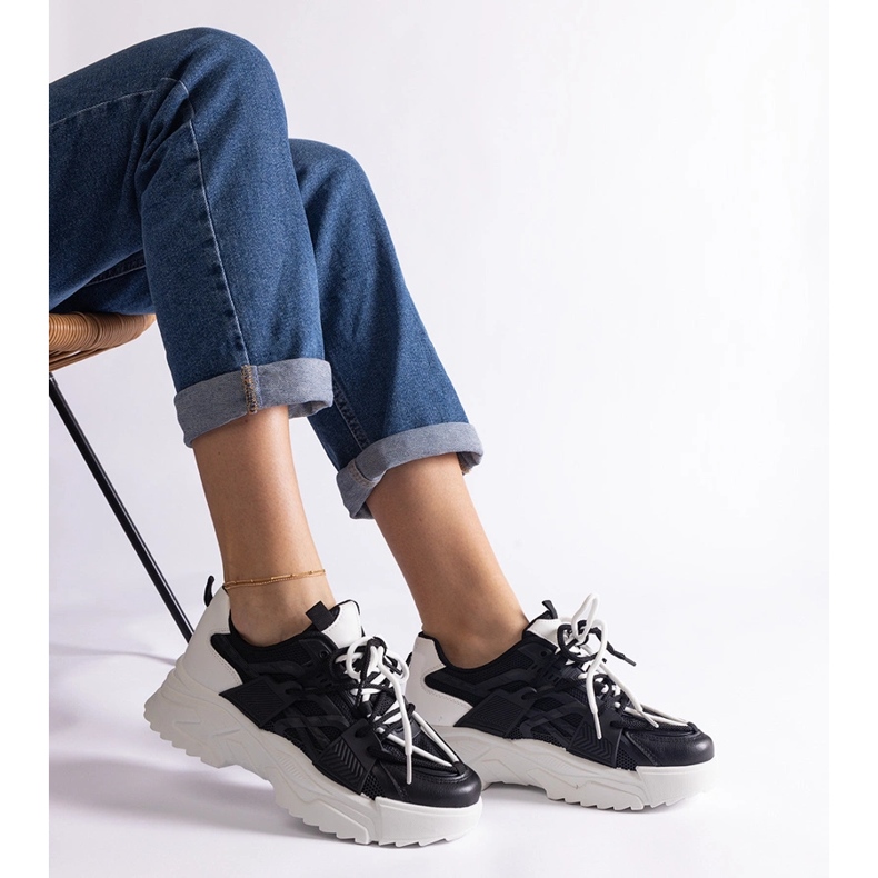 Sneakers sportive da donna nere nero 1