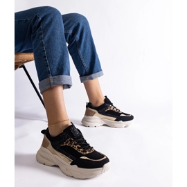 Sneakers nere con inserti glitter nero 1