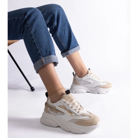 Sneakers da donna beige e oro 1
