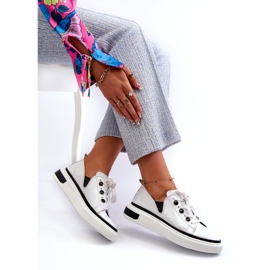 S.Barski Scarpe sportive femminili laccate in pelle LR535 BIANCO 3