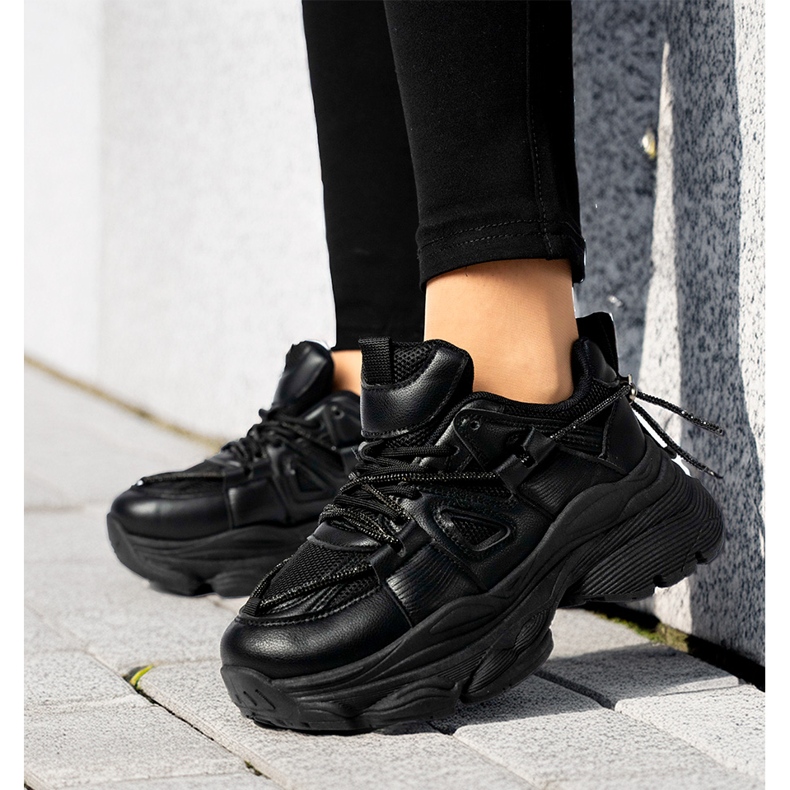 Sneakers con plateau da donna Nere nero 2