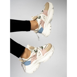 Sneakers con plateau da donna beige 1