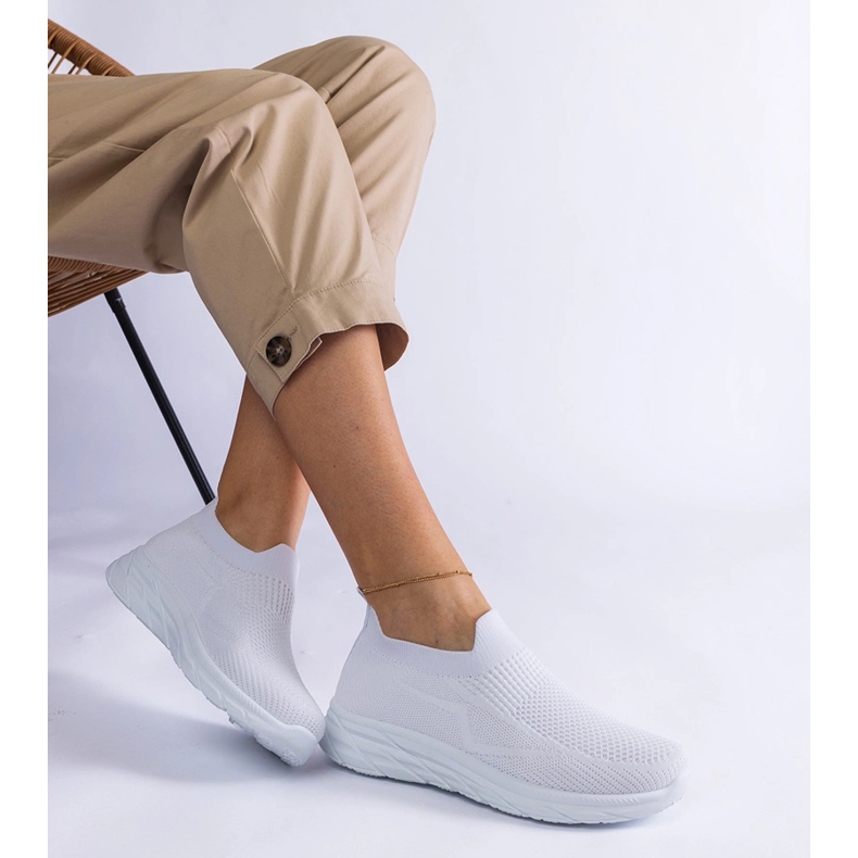 Sneaker sportive slip-on bianche bianco 1