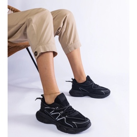Sneakers nere da donna con suola massiccia nero 1
