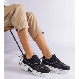 Sneaker da donna nera con glitter nero 2