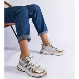 Sneakers sportive in tessuto con inserti oro d'oro 1