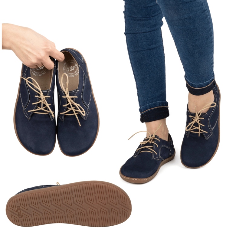Olivier Scarpe in pelle minimalista a piedi nudi femminile 1082 NAVY NUBUK blu 2