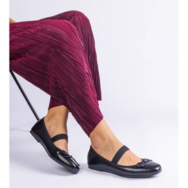 Ballerine nere con una fascia elastica e un arco decorativo nero 2