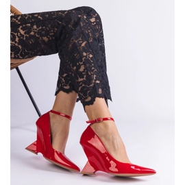 Décolleté con zeppa in vernice rossa rosso 2